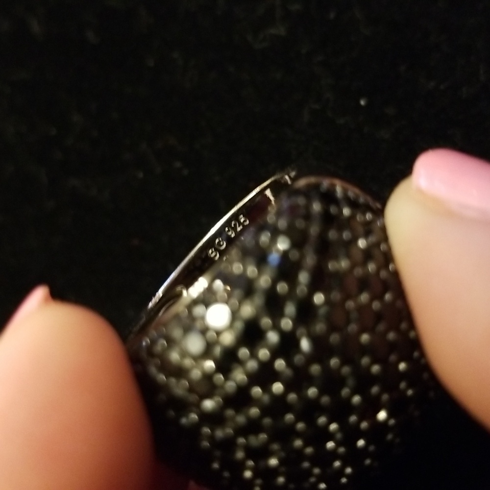 Black Spinel 925 Sterling Silver fashion ring size 7 - Picture 6 of 6